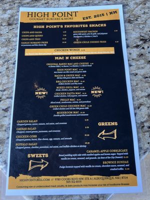 Menu photo 4 High Point Grill Albuquerque, NM