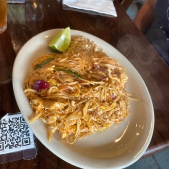 LUV Thai Cuisine - Chicken pad Thai noodles. A very generous portion. - Thai Near Me - Austin, Texas