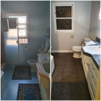 IND Construction - Before and after. New floor, counter, shower, paint - General Contractors Near Me - Encino, California