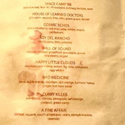Cocktail menu Cocktail menu