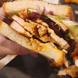 Turkey Club Sandwhich with Tots