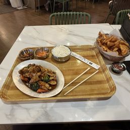Chicken Teriyaki with side order of fries.