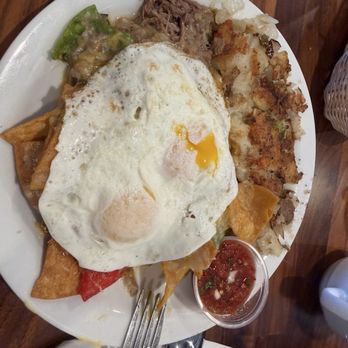 Arthur's Family Restaurant - Shredded beef, Chilaquiles & Eggs... beef was nice and tender and moist - Breakfast & Brunch Near Me - Orange, California