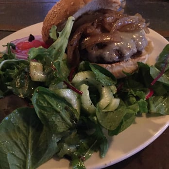 Overland Restaurant & Pub - Tonight's Bison Burger with salad side. - Pubs Near Me - Gardnerville, Nevada