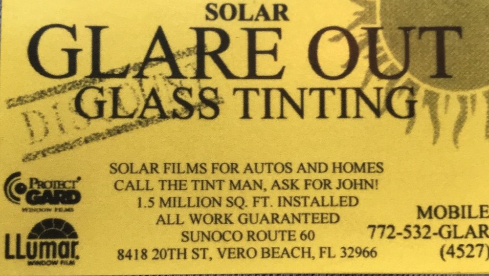 GLARE OUT GLASS TINTING Updated April 2024 8420 20th St, Vero Beach