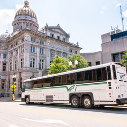 Westmoreland County Transit Authority - WCTA bus in front of the Westmoreland County Courthouse.