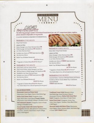 Cuomo Catering - In light of recent events, Cuomo Catering is offering Curbside pickup along with deliveries. We are here to make sure everyone stays safe
by offering boxed HOT or COLD lunches. Call us for more Buffet Specials!!