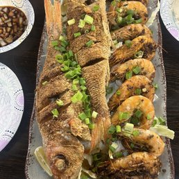 Red snapper, garlic shrimp