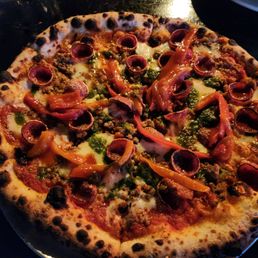 Sausage and pepper pizza with pepporoni Sausage and pepper pizza with pepporoni