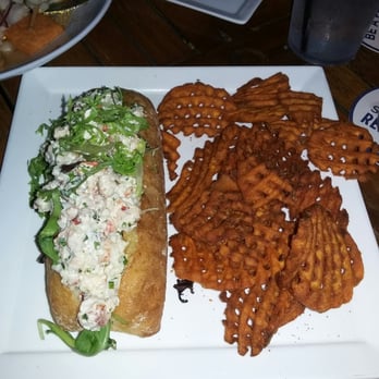 The Cottage - Lobstah roll, sweet tato waffle fries YUM  subst. (upcharge) for potato salad. Gourmet. Finer cut, truffle oil flav, gourmet roll. - New American Near Me - Sarasota, Florida