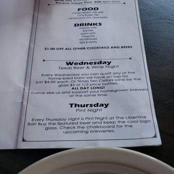 Libertine Bar - Happy hour menu! - Bars Near Me - Dallas, Texas