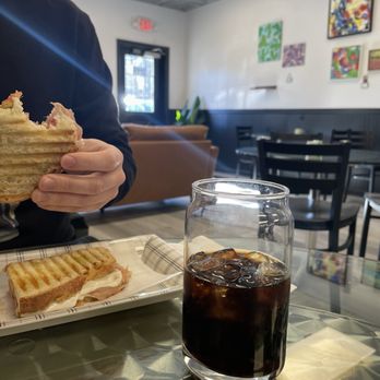 Galleria Dolce - Prosciutto Panini, iced coffee black - Bakeries Near Me - Narragansett, Rhode Island