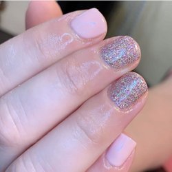 Get Teased Salon - Pale pink gel and pink glitter