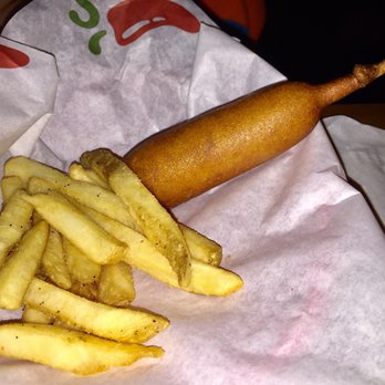 Chili's - Corn dog and French fries, from the kids' menu - American Near Me - Lancaster, California Chili's - Corn dog and French fries, from the kids' menu - American Near Me - Lancaster, California