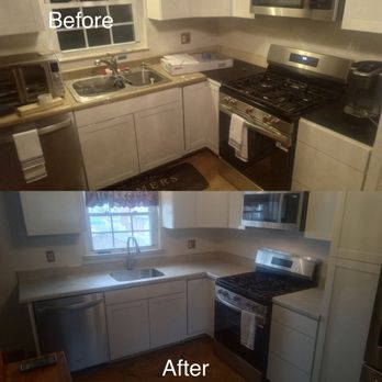 Poney's Custom Laminate Surfaces - Before & After in Formica's Taj Mahal - Building Supplies Near Me - Hyde Park, Pennsylvania Poney's Custom Laminate Surfaces - Before & After in Formica's Taj Mahal - Building Supplies Near Me - Hyde Park, Pennsylvania