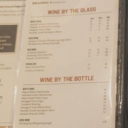 This is their Beer and Wine page of their main menu.  Photo taken January 24, 2025.
