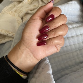 Area One Nail Spa - Coffin burgundy full set acrylic by Lamie!! - Nail Salons Near Me - Corona, California Area One Nail Spa - Coffin burgundy full set acrylic by Lamie!! - Nail Salons Near Me - Corona, California