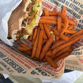 Becks Prime - Veggie Burger sweet potatoes fries - Fast Food Near Me - Houston, Texas Becks Prime - Veggie Burger sweet potatoes fries - Fast Food Near Me - Houston, Texas