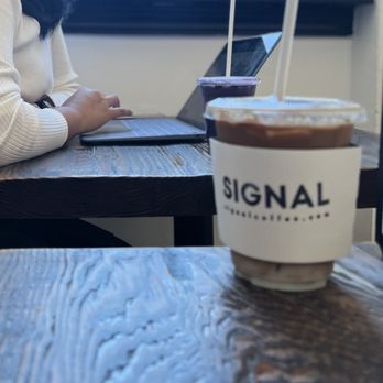 SIGNAL Coffee Roasters - Vietnamese Iced Coffee and Ube Latte in the background - Coffee & Tea Near Me - Alameda, California SIGNAL Coffee Roasters - Vietnamese Iced Coffee and Ube Latte in the background - Coffee & Tea Near Me - Alameda, California