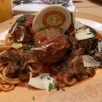 Toadstool Cafe - Firecracker Spaghetti and Meatballs - Cafes Near Me - Universal City, California Toadstool Cafe - Firecracker Spaghetti and Meatballs - Cafes Near Me - Universal City, California