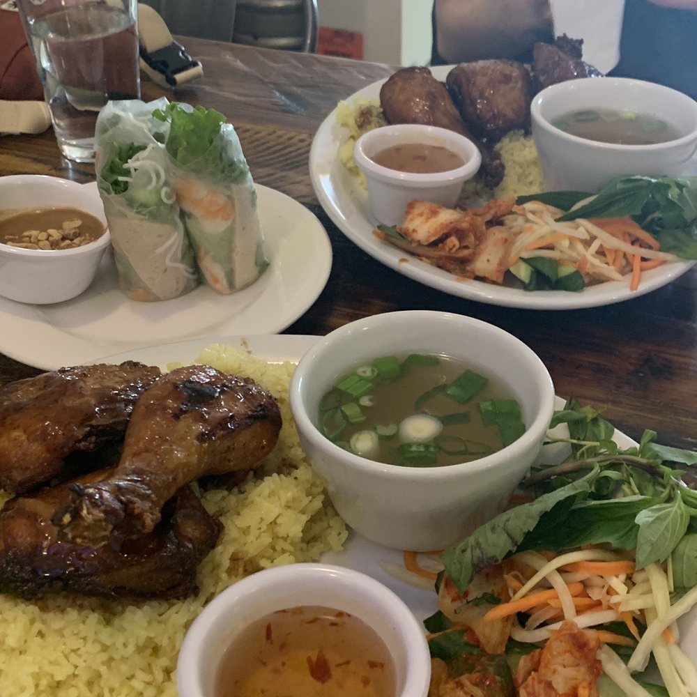 Spring Rolls, chicken rice dish Spring Rolls, chicken rice dish