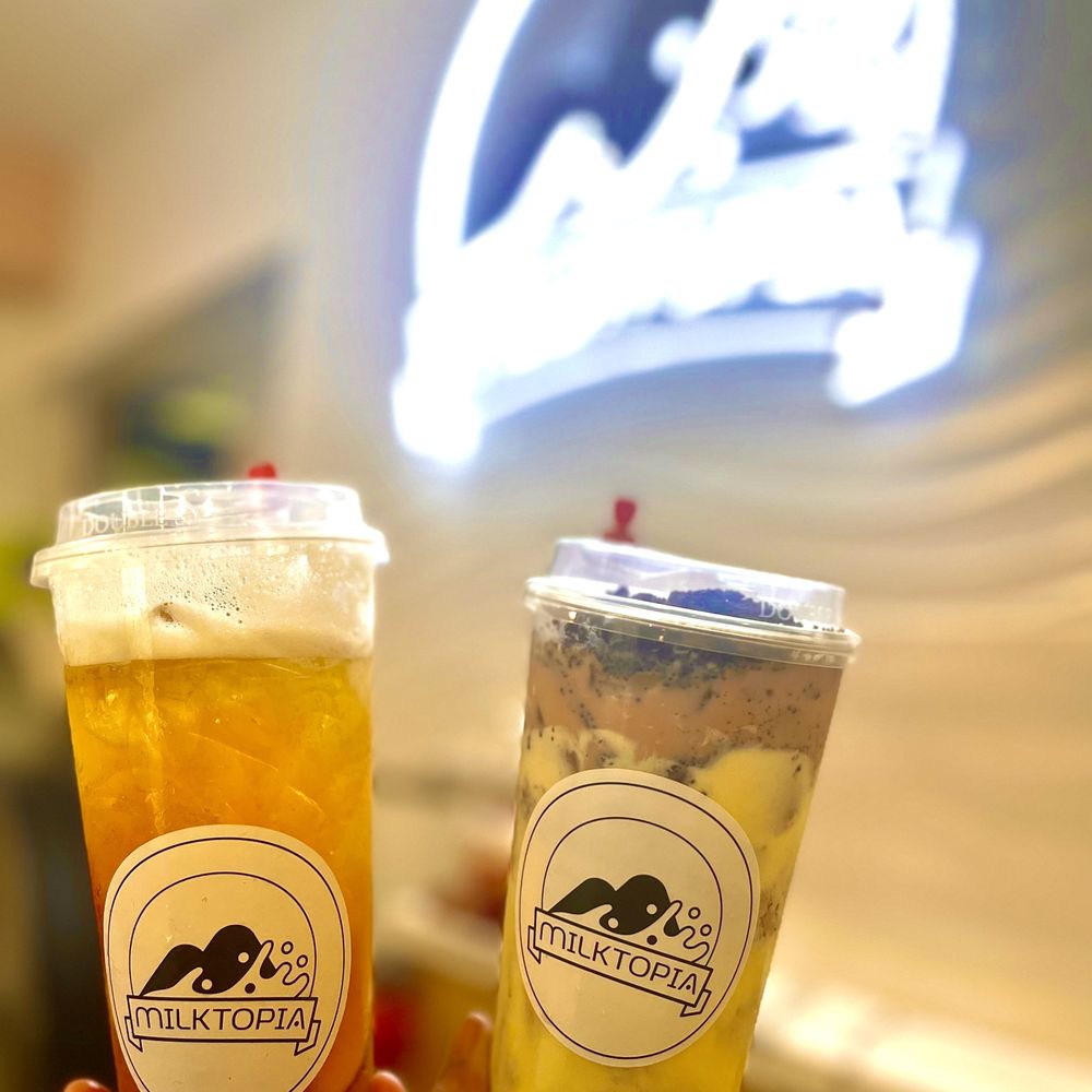 Milktopia - Drinks: Oreo Brulee and paradise Island fruit tea - Bubble Tea Near Me - San Francisco, California Milktopia - Drinks: Oreo Brulee and paradise Island fruit tea - Bubble Tea Near Me - San Francisco, California