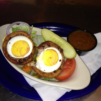 Swig - Scotch egg. Killer!! I don't like egg yolk, but served this way, even the yolk was awesome. Well worth the fat grams. - Bars Near Me - Perrysburg, Ohio Swig - Scotch egg. Killer!! I don't like egg yolk, but served this way, even the yolk was awesome. Well worth the fat grams. - Bars Near Me - Perrysburg, Ohio
