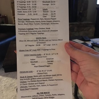 Odyssey Pizza & Subs - Menu back - Pizza Near Me - Cocoa, Florida