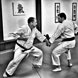 Northwest Martial Arts - Scott and Keaton practicing an applied Karate partner drill.