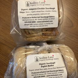 Kulina Lani Organic Sourdough - Cheddar jalapeno sourdough and Sourdough English muffins