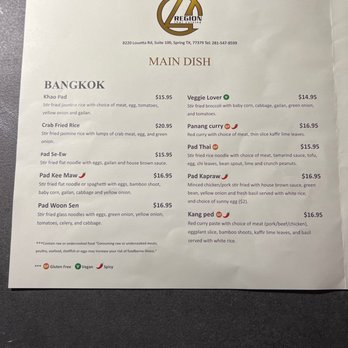 Four Region Thai Cuisine - Main Dishes first page Dishes from Bangkok - Thai Near Me - Spring, Texas