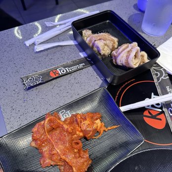 KPOT Korean BBQ & Hot Pot - Spicy pork bulgogi & pork belly (portion for 1 order each) - Barbeque Near Me - Mesa, Arizona
