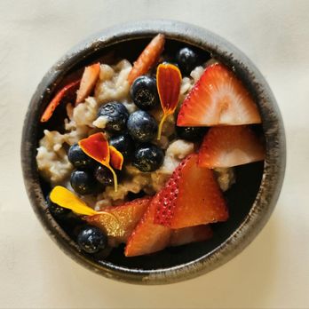 Corner Bistro - Overnight Oats with seasonal fruits, honey, and florals. - Coffee & Tea Near Me - Enterprise, Alabama