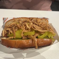 BunBusterz - Hot dog with peppers and fried onions