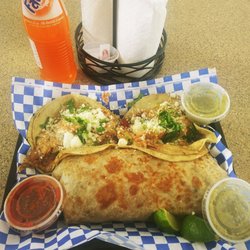 Carne Asada burrito and 2 shrimp tacos
