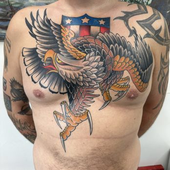 Royal Six Tattoo - Traditional eagle tattoo. By Mason Hogue - Tattoo Near Me - Placerville, California Royal Six Tattoo - Traditional eagle tattoo. By Mason Hogue - Tattoo Near Me - Placerville, California