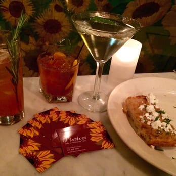 Pisticci - Jewel Runner, Ellie's Cordial and Old Fashioned with the Goat cheese Garlic bread - Italian Near Me - New York, New York