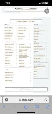 Noir Kitchen & Cocktails Menu: Delightful Culinary Experience
