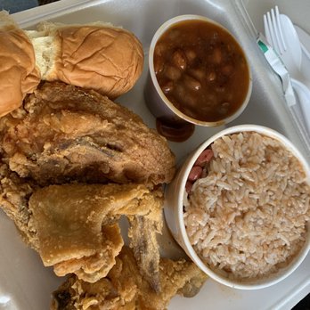 Chicken N More - Three Piece Dinner with Rice & Brans and Baked Beans - Southern Near Me - Spokane, Washington