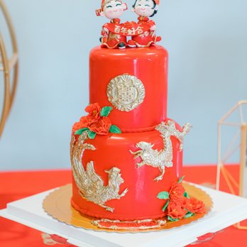 Cake Playhouse - Two tiered, Chinese Wedding themed carrot cake! - Custom Cakes Near Me - Artesia, California Cake Playhouse - Two tiered, Chinese Wedding themed carrot cake! - Custom Cakes Near Me - Artesia, California