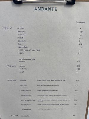 Menu photo 4 Andante Coffee Roasters Los Angeles, CA