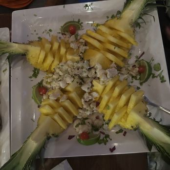 Buena Vibra - Pineapple with Ceviche. This pineapple was delicious - Caribbean Near Me - Cabo Rojo, Puerto Rico