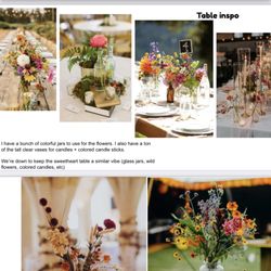 Evntwrks - What I originally sent. Small vases that are full of colorful florals.