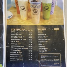 Specialty drinks + toppings