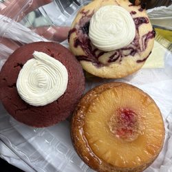 No Cow Bakery & Café - Lemon blueberry, red velvet and pineapple upside down! All delicious even my non gluten free family loved them!