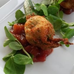 UTS Haberfield Club - Goat cheese stuffed zucchini flowers
