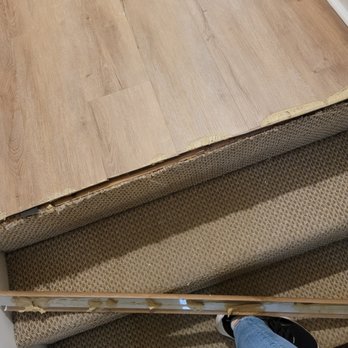 Into the Woods Flooring and Restoration - Trim at the top of our staircase that had been installed only about two weeks earlier came loose, and I fell down the stairs as a result. - Flooring Near Me - Buford, Georgia Into the Woods Flooring and Restoration - Trim at the top of our staircase that had been installed only about two weeks earlier came loose, and I fell down the stairs as a result. - Flooring Near Me - Buford, Georgia