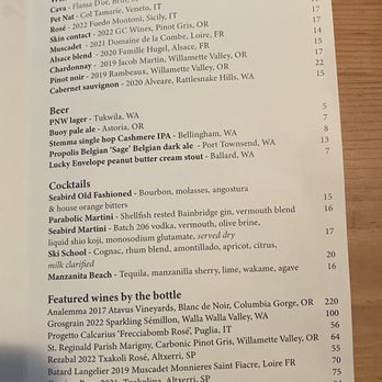 Seabird - Menu - Seafood Near Me - Bainbridge Island, Washington