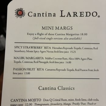 Cantina Laredo - Mini margarita menu - Mexican Near Me - Bloomington, Minnesota Cantina Laredo - Mini margarita menu - Mexican Near Me - Bloomington, Minnesota
