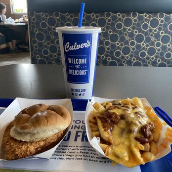 Culver's - Pork Tenderloin Sandwich and chili cheese fries.  Yummy! - Burgers Near Me - Littleton, Colorado